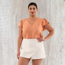 Plus Dusty Peach Floral Lace Top 3XL