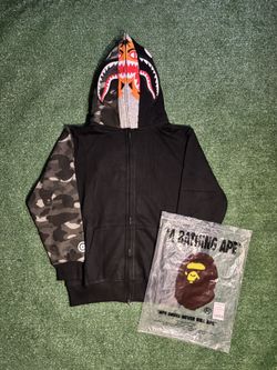Black Bape Shark Full Zip Up Hoodie