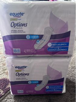 Equate Options Pads, Moderate Absorbency, Regular Length, 144 Count (2 Packs of 72) (8$$$$ EACH)