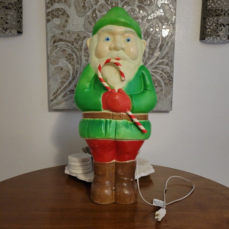 Vintage Don Featherstone Christmas Elf Gnome Leprechaun Candy Cane Blow Mold 28"