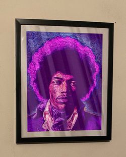 Jimi Hendrix Purple Custom Art Piece On Black Frame