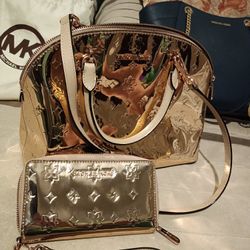GOLD MK PURSE AND MATCHING WALLET 