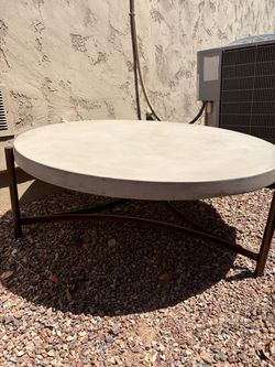 Stratus Grey 49” Wide Round Concrete Top & Metal Base Coffee Table