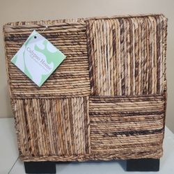 HandWoven Abaca Accent End Table Side Table Square 17"x 17"x 18" Brown By Jeffan