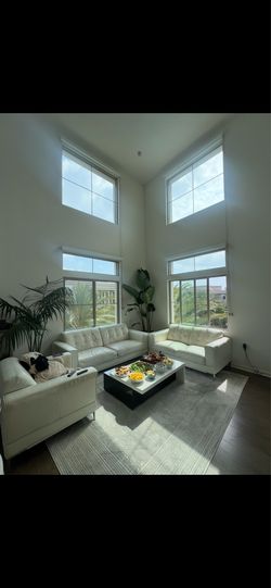 White Leather 3 pcs Sofa Set
