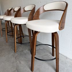 Brand New! 🔥 White Mid Century Modern Counter Chairs — Swivel Island Stools!