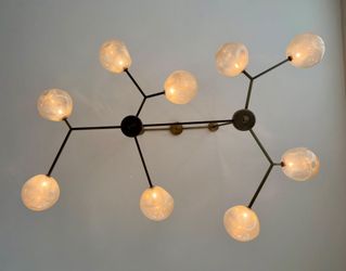 Large Statement Chandelier – Antique Patina & Glass