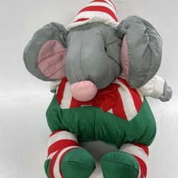 Christmas Elf Mouse Plush Department 56 Sitting 12in Puffalump Style Holiday Toy