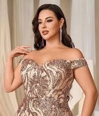 Formall gown Sweetheart Shoulder Plus  size  Off  gold  Sequin