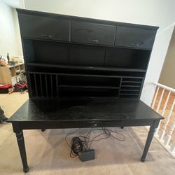 Black Wooden Desk With Hutch 