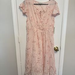 Lucky Brand Pink Cream Paisley Print Olivia Chiffon Dress Large