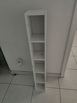 Tall Narrow White Bookshelf 6-Tier