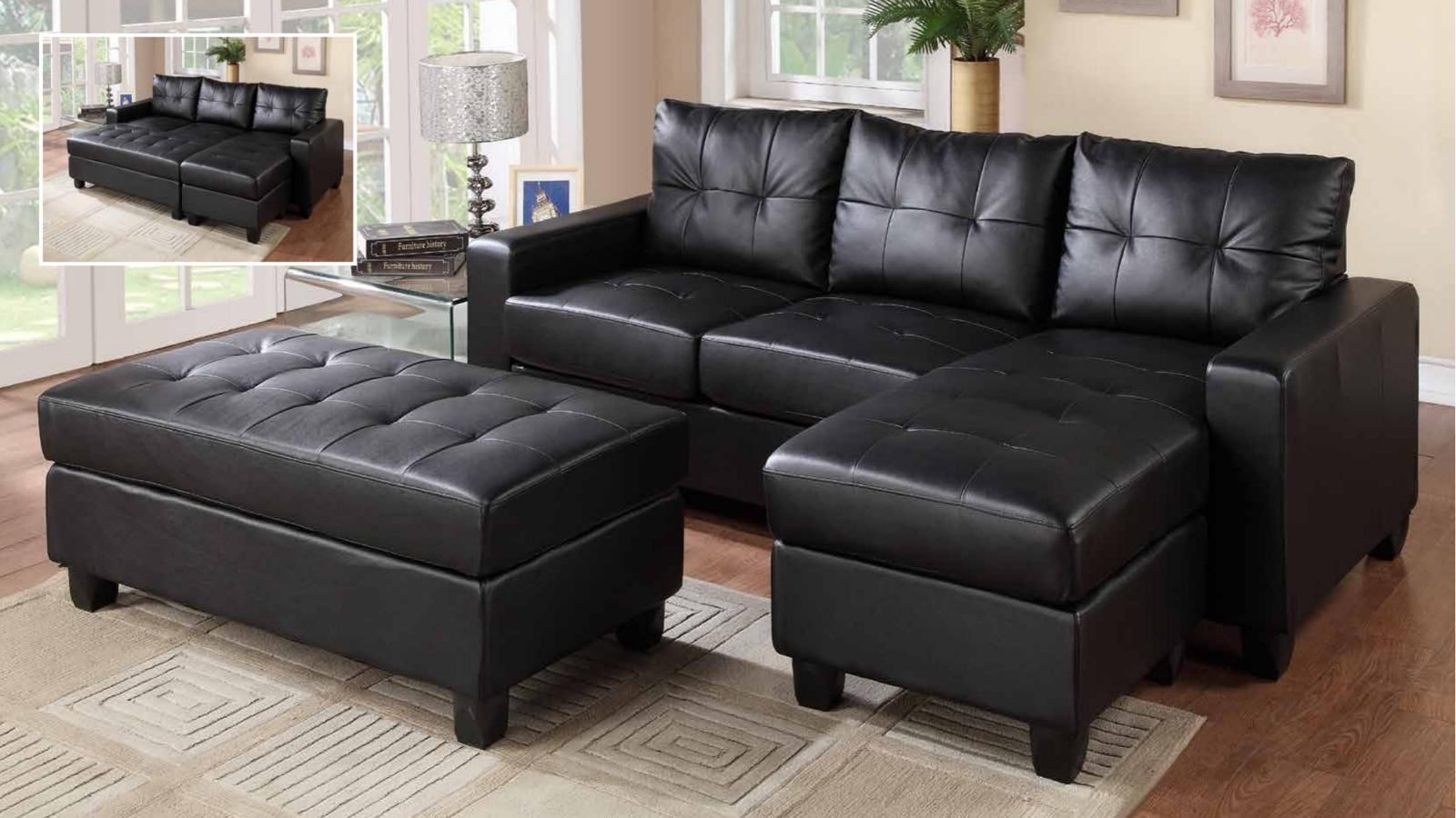 BRAND NEW ASHLEY LEATHER SOFA CHAISE WITH OTTOMAN FOR $499!!