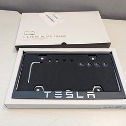 Silver Tesla Logo License Plate Frame