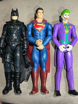 DC comics Batman, Superman, and Joker Action titans 12” Figures