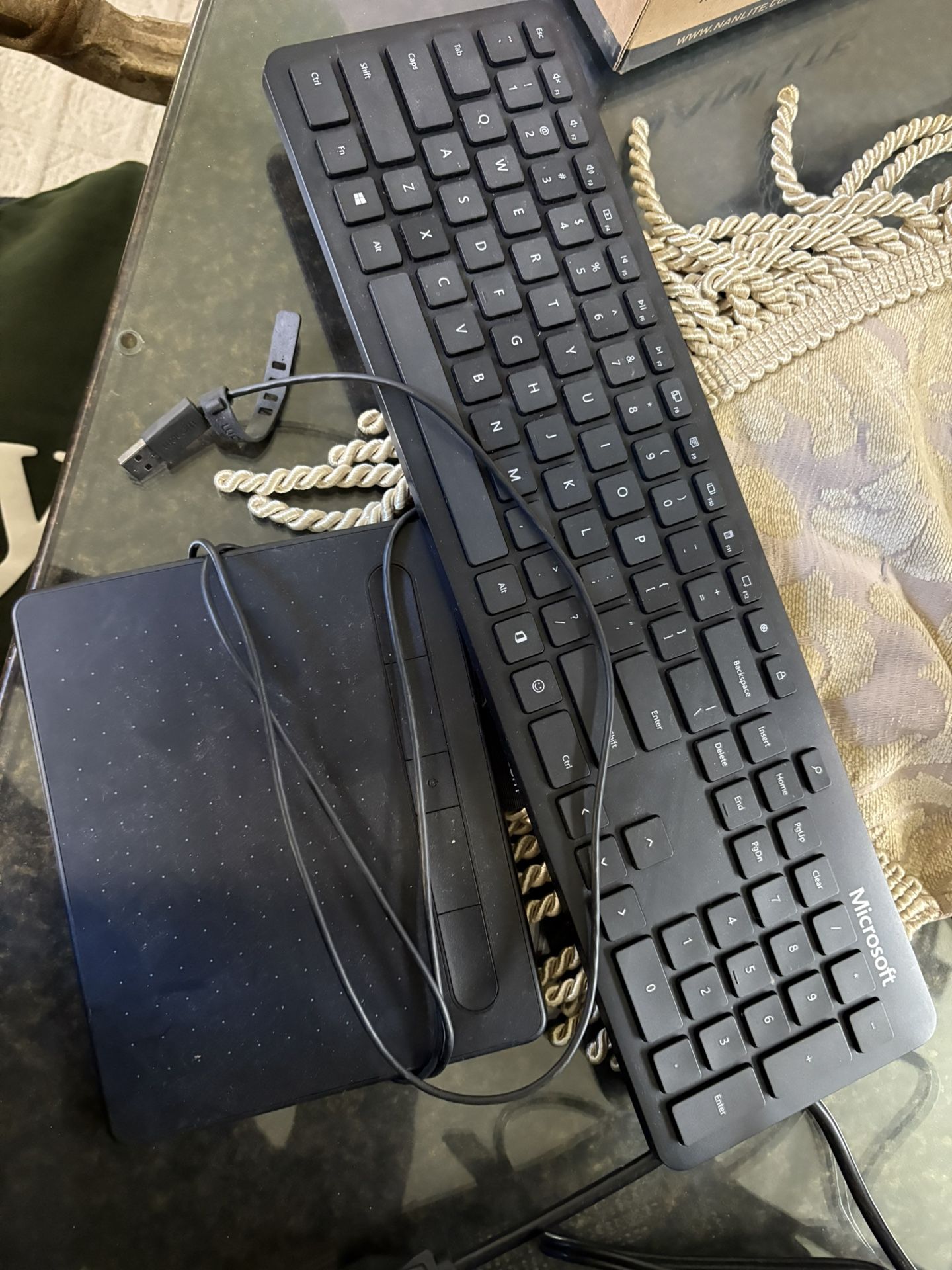 Microsoft Wireless Keyboard And Wacom Drawing Tablet