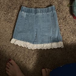 Toddler girl Denim Skirt With Lace Hem