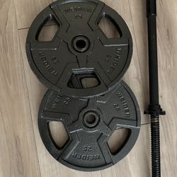 Weight Barbell and 25 pound plates