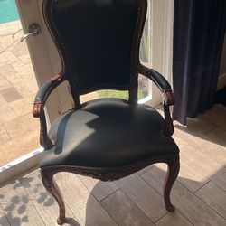 Antique Leather And Brass Chair