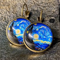 Pretty New Vintage Style Starry Night Van Gogh Earrings