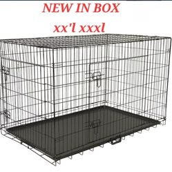 Brand New In Box 48" Xxl'xxxl Dog Crate Foldable Portable Animal Cage 2 Doors With Floor Tray Up To 125lbs Puppy Dog Kennel