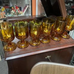 Vintage Libby Amber Glass Wine Cocktail Glasses Glass $10 Each 