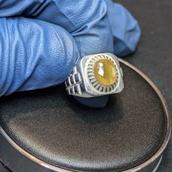 Natural Yellow Sapphire – Yemen Ring 925 Silver Size 8