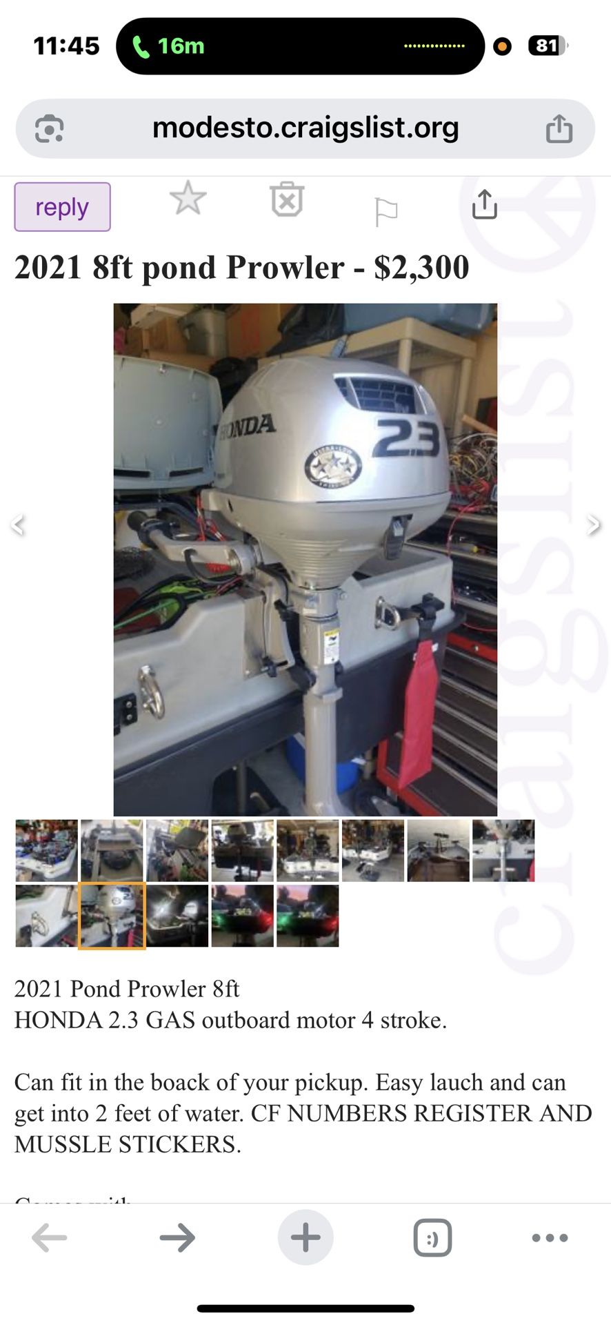 2021 8’ Pond Prowler Boat