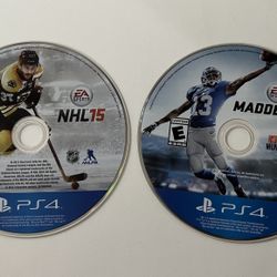 Lot of 2 PS4 Madden 16 & NHL 15 Disc Only