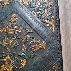 Vintage Tooled Leather Album Cover 11x18"