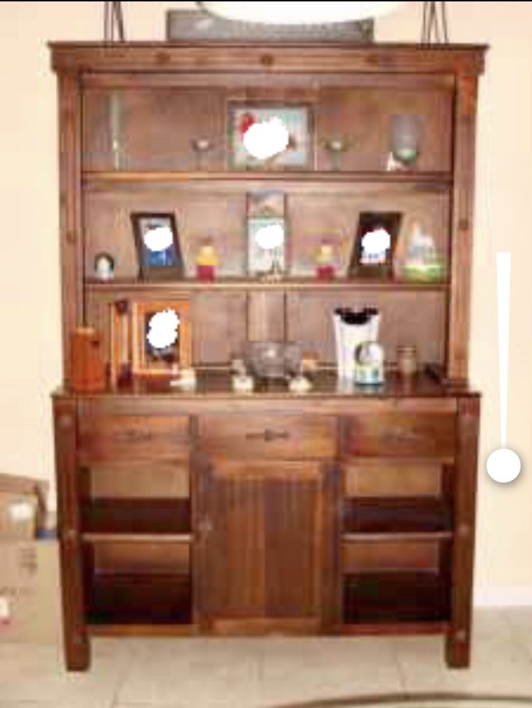 Antique country wood Cabinet, bookshelves, armoire