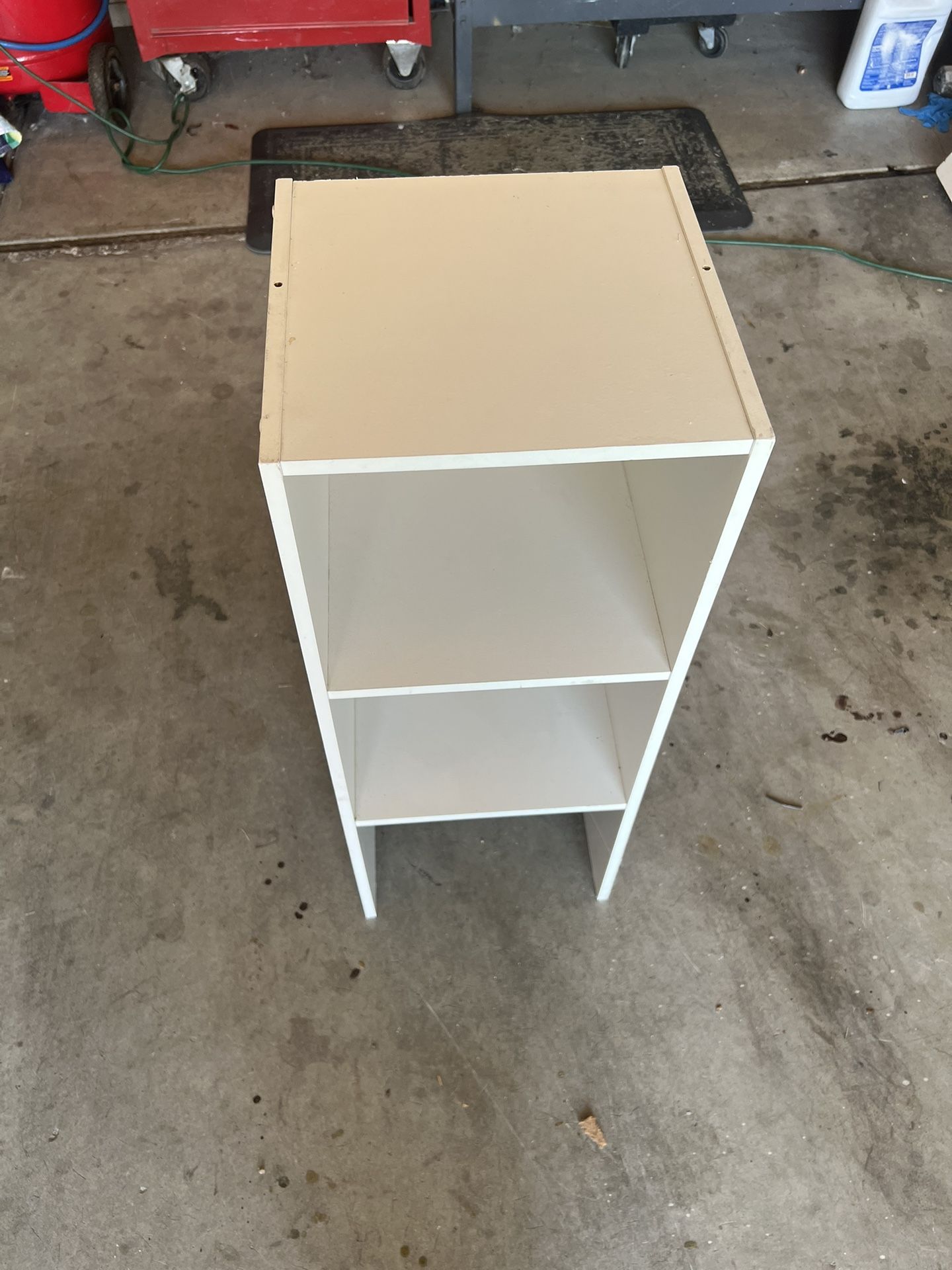 white shelves