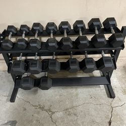 5-50lbs Dumbbells w/Rack 