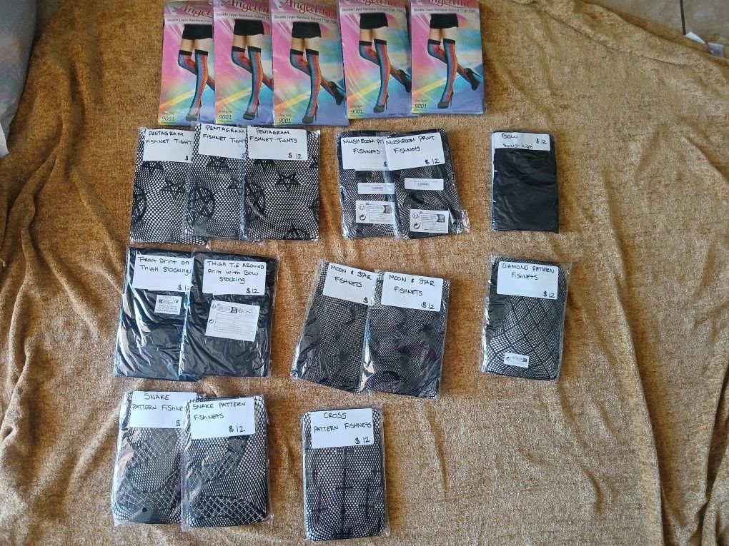Lot Of 19 Fishnet Stockings- 9 Different Patterns 