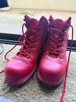 Fila Red Leather Lace-Up Boots