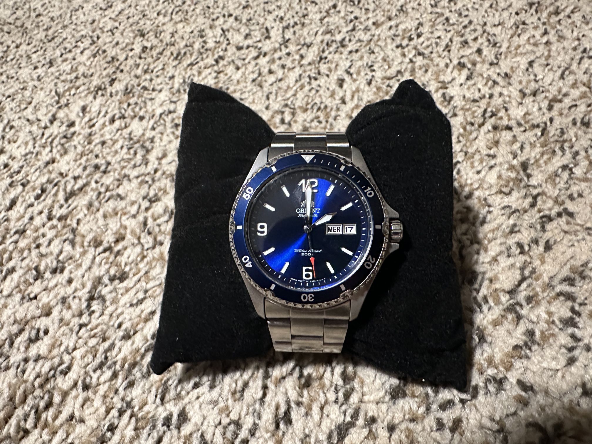 Mens Orient Day Date Automatic Stainless Steel Watch