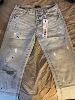 Purple Brand Distressed Paint Splatter Jeans