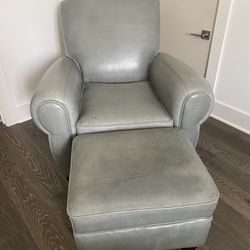 Gray Pottery Barn Leather Chair 
