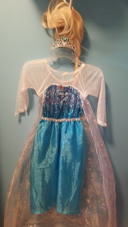 Elsa dress costume, Shoes, Wig,  Tiara  & wand