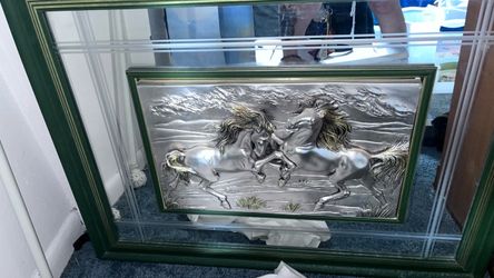 Vintage 925 sterling silver horse painting