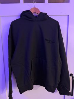 Essentials Fear of God Men's Black Pullover Hoodie Logo Pouch Pocket Size XL