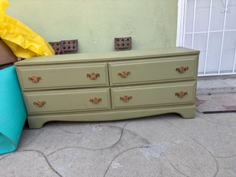 Green Wood Dresser with Four Drawers