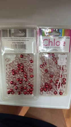 4 Units Chloe Hair Accessories Red And White  Glitter Beads