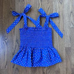 Lilly Pulitzer Size Medium Rivera Smocked Polka Dot Print Top 