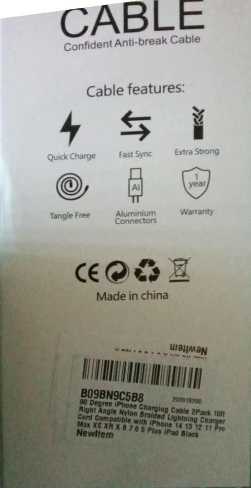 2Pack for iPhone Charger Cable 10 Ft,Long .$ 10.00 Each