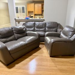 Moving Sale! 3-Piece Top Grain Leather Sofa Set
