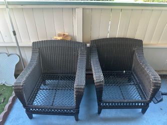 Dark Brown Wicker Patio Chairs Set of 2
