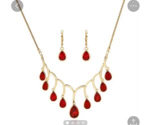 Deep Red Waves Drop God Plated Set