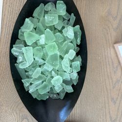 Brown Metal Dish And Sea Glass