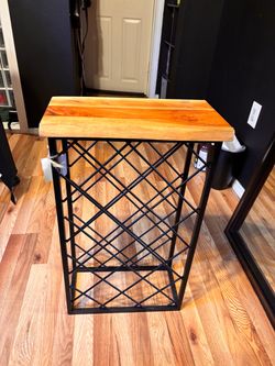Wine Rack Table with Wood Top